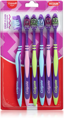 Colgate ZigZag Medium Bristle Multicolour, Compact Brush Head Medium Toothbrush(Pack of 6)