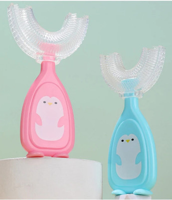 Magic Pebbles U Shape Silicone Tooth Brush Soft Elastic Bristles For Complete 360 Degree Ultra Soft Toothbrush(Pack of 2)