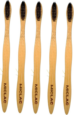 MICLAC Ultra-Soft Wooden Tooth Brush Set Neem 5PCS Soft Toothbrush(Pack of 5)