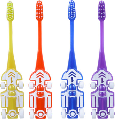 Maxi Zoom Car Junior Soft Toothbrush(Pack of 4)