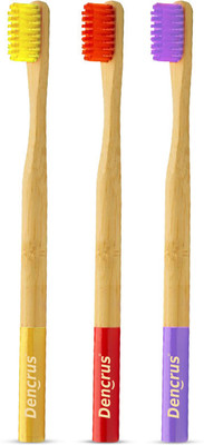 Dencrus ORBY PLUS Bamboo Toothbrush | Biodegradable & Compostable Handle | Eco-friendly Ultra Soft Toothbrush(Pack of 3)