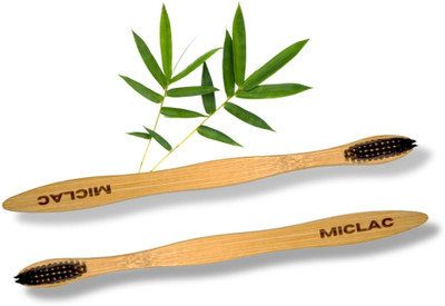 MICLAC Bamboo Toothbrush With Charcoal Activated Bristles And Neem Oil 2PCS Soft Toothbrush(Pack of 2)