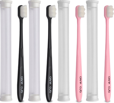 CARE CUB Black & Pink ZigZag Nano10000 Wht Bristle BPA Free Effect For Sensitive Teeth Ultra Soft Toothbrush(Pack of 4)