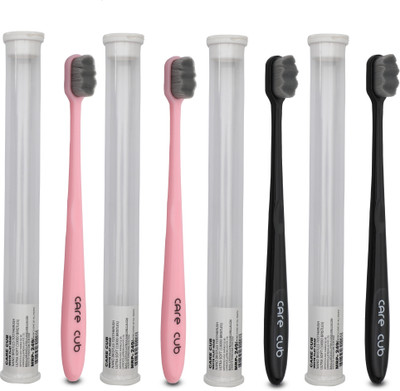 CARE CUB Black & Pink ZigZag Nano10000 Bristle BPA Free Effect For Sensitive Teeth Ultra Soft Toothbrush(Pack of 4)