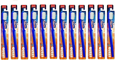 Ajay Quest Hard Multicolor 12 pc ToothBrush Hard Toothbrush(Pack of 12)