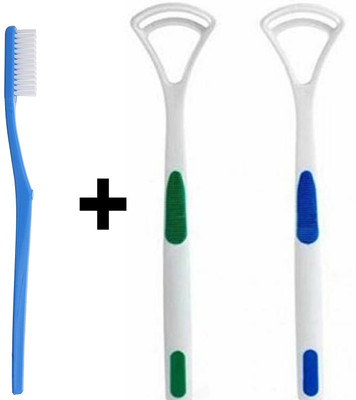 Sleek TONGUE CLEANER AND TOOTHBRUSH COMBO Hard Toothbrush