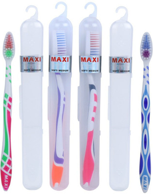 Maxi For You Travel Pack Soft Toothbrush(Pack of 4)