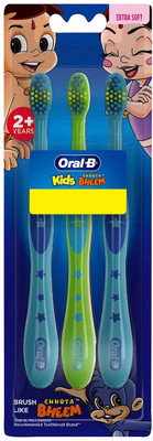 Oral-B Kids Chotta Bheem, Pack of 3, Age 2+, Easy to hold handle Extra Soft Toothbrush(Pack of 3)