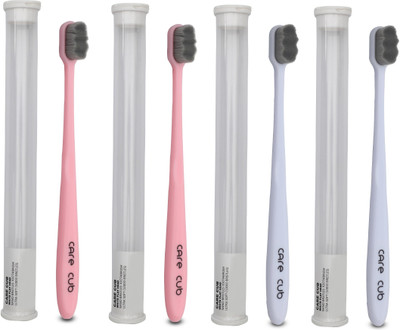 CARE CUB White & Pink ZigZig Nano10000 Bristle BPA Free Effect For Sensitive Teeth Ultra Soft Toothbrush(Pack of 4)