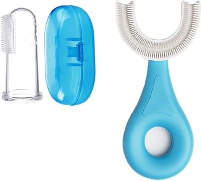 Jariso Baby Silicone Finger Brush with case & U Shaped Baby Brush Soft Toothbrush(Pack of 2)