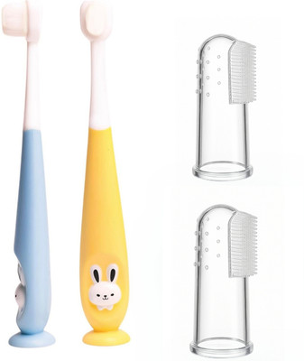 Magic Pebbles BPA Free Baby Toothbrush Supersoft Bristles for Kids/Babies With Finger Brush Ultra Soft Toothbrush(Pack of 4)