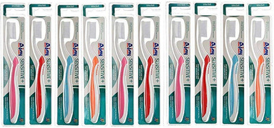 Ajay Sensitive+ Multicolor 10 pc ToothBrush Ultra Soft Toothbrush(Pack of 10)