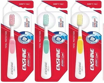 COSMORA ENSHINE WHITENING TOOTHBRUSH FOR SOFT BRISELLES & GERMS REMOVES PACK OF - 3 Soft Toothbrush(Pack of 3)