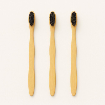 NEERMIT EcoSmile Natural Bamboo Toothbrush – Pack of 3 Charcoal Bristles Ultra Soft Toothbrush(Pack of 3)
