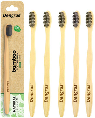 Dencrus Natural Clean Bamboo Toothbrush | Ultra-Soft Bristles for Gentle Care Extra Soft Toothbrush(Pack of 5)