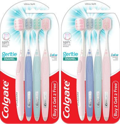 Colgate Gentle Enamel Ultra Soft (4pcs x 2) Ultra Soft Toothbrush(Pack of 8)