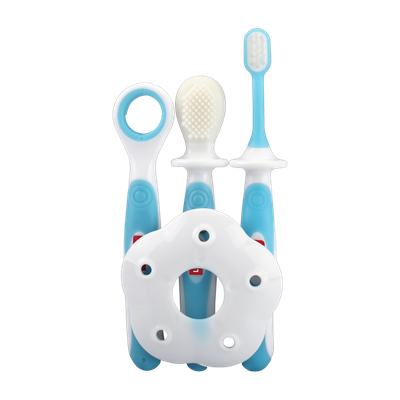 LuvLap Baby Training Toothbrush Set with Anti Choking Shield, Teeth Tongue Cleaner Extra Soft Toothbrush(Pack of 3)