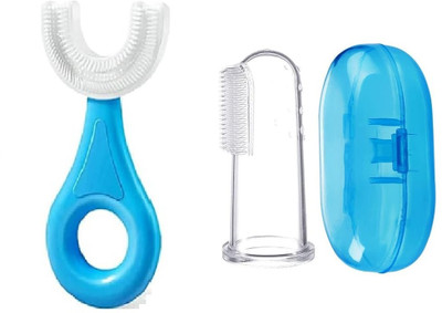 Jariso Baby Silicone Finger Toothbrush with case / U Shaped Baby Brush Soft Toothbrush(Pack of 2)