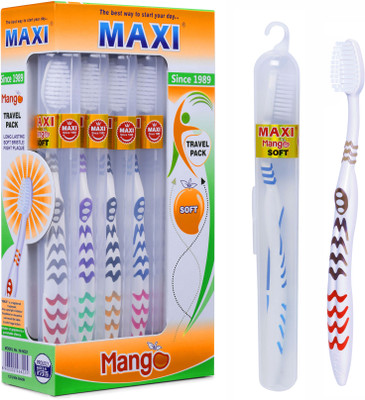 Maxi Mango Travel Pack Soft Toothbrush(Pack of 12)