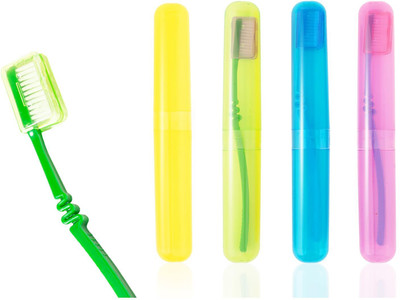 Dr. Flex Flexi Toothbrush Set with Anti-Bacterial Container and Hygiene Caps for Home Soft Toothbrush(Pack of 4)