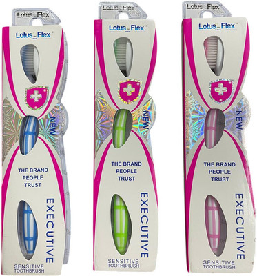 WISHLIST Lotus Brush Flex Toothbrush with Ultra Soft Bristles Ultra Soft Toothbrush(Pack of 3)
