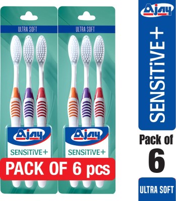 Ajay Sensitive Offer Pack of 6 Pcs (Ultra Soft) Ultra Soft Toothbrush(Pack of 6)