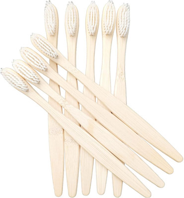 Eco Gree C Curve White Wooden Soft Bristles Toothbrush Soft Toothbrush(Pack of 8)