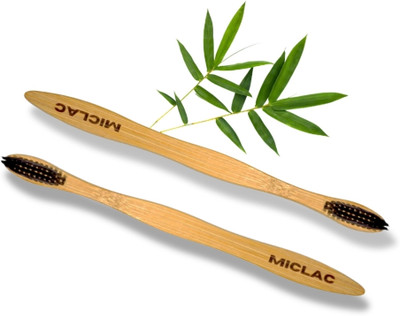 MICLAC Wooden Tooth Brush For Kids Biodegradable 2PCS Soft Toothbrush(Pack of 2)
