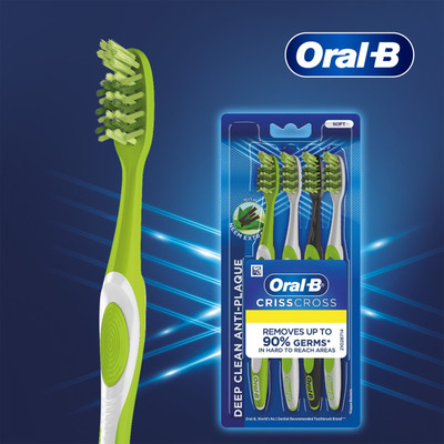 Oral-B Crisscross Deep Clean, Neem Extract, Soft Toothbrush(Pack of 4)