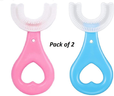Enorme U Shaped Soft Manual Silicone Mouth Cleaning Toothbrush For Kids ( Pack of 2 ) Extra Soft Toothbrush(Pack of 2)