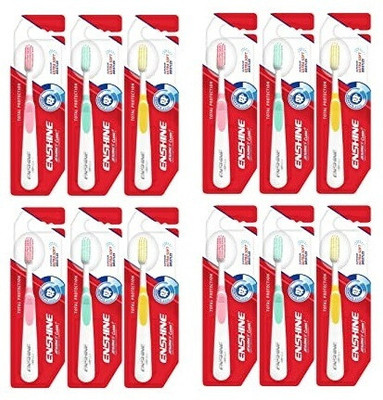 Enshine Advance Clean Toothbrush with Ultra Soft Bristles Tongue Cleaner Enamel Safe Ultra Soft Toothbrush(Pack of 12)