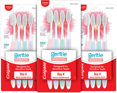 Colgate Gentle Sensitive Soft Bristles Toothbrush for Adults (4pcs x 3) Ultra Soft Toothbrush(Pack of 12)