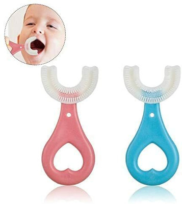Myself Toothbrush for Kids with U Shaped Silicone Brush Head for 360 Degree Ultra Soft Toothbrush(Pack of 2)