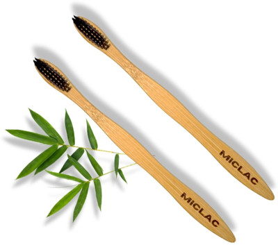 MICLAC Biodegradable Bamboo Toothbrush For Men And Women 2PCS Soft Toothbrush(Pack of 2)