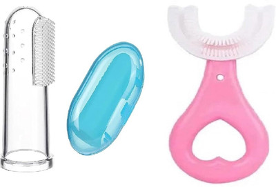 Elecsera Soft Silicone Finger Manual Toothbrush & U Shape Toothbrush Combo For Babies Extra Soft Toothbrush(Pack of 2)