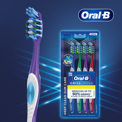 Oral-B Crisscross Gum Care Deep clean, Medium Toothbrush(Pack of 4)