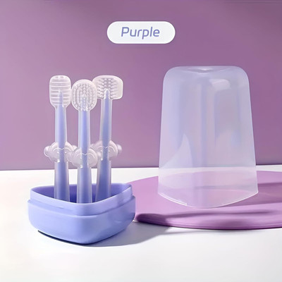 Millionminds Baby Toothbrush 3 in 1 Set for 0-18 Months Babies/Kids, Soft Silicone Ultra Soft Toothbrush(Pack of 3)