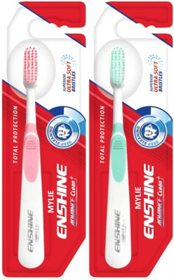 Mylie Enshine Advance Clean Toothbrush with Ultra Soft Bristles Tongue Cleaner 2PC Ultra Soft Toothbrush(Pack of 2)