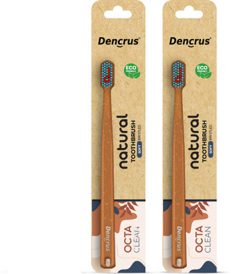 Dencrus OCTA CLEAN Toothbrush | Octagonal Handle | Bamboo Husk & Composite Resin Closely Ultra Soft Toothbrush(Pack of 2)