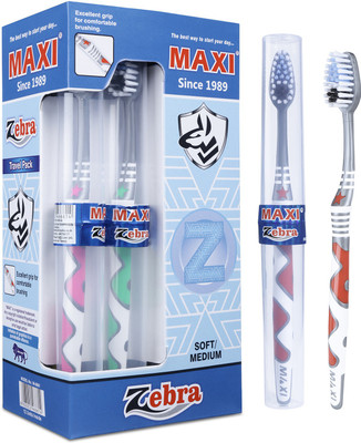 Maxi Zebra Travel Pack Soft Toothbrush(Pack of 12)