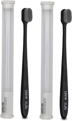 CARE CUB Black Flat Nano10000 Bristle BPA Free Effect For Sensitive Teeth OralGum Ultra Soft Toothbrush(Pack of 2)