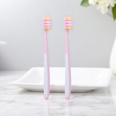tooth care Soft-bristle Multicolour toothbrush with an ergonomic design. Soft Toothbrush(Pack of 2)