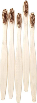 Eco Gree Biodegradable C Curve Cloves Wooden Soft Bristles Toothbrush for Men & Women Soft Toothbrush(Pack of 5)