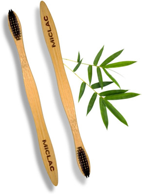 MICLAC Compostable Bamboo Handle Toothbrush With Biodegradable Bristles 2PCS Soft Toothbrush(Pack of 2)