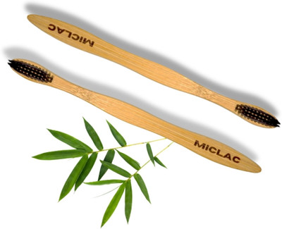 MICLAC Wooden Toothbrush Set For Kids 2-5 Years 2PCS Soft Toothbrush(Pack of 2)