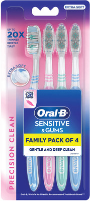 Oral-B Precision Clean Sensitive,Pack of 4, Gentle on Gums Extra Soft Toothbrush(Pack of 4)