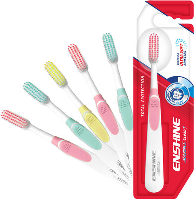 Enshine Advance Clean Toothbrush with Ultra Soft Bristles Tongue Cleaner Enamel Safe Ultra Soft Toothbrush(Pack of 6)