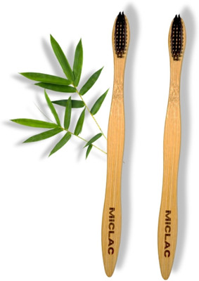 MICLAC Wooden Toothbrush Neem For Kids And Adults With Bamboo Bristles 2PCS Soft Toothbrush(Pack of 2)