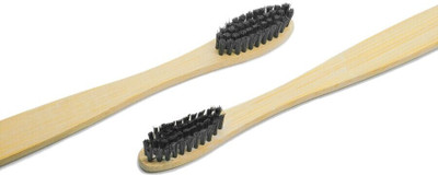 Etszaz Bamboo Toothbrush With Charcoal Activated Soft Bristles Extra Soft Toothbrush(Pack of 2)