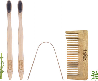 Parmy Bamboo 2 Toothbrush and 1 TC and 1 HC combo Soft Toothbrush(Pack of 4)